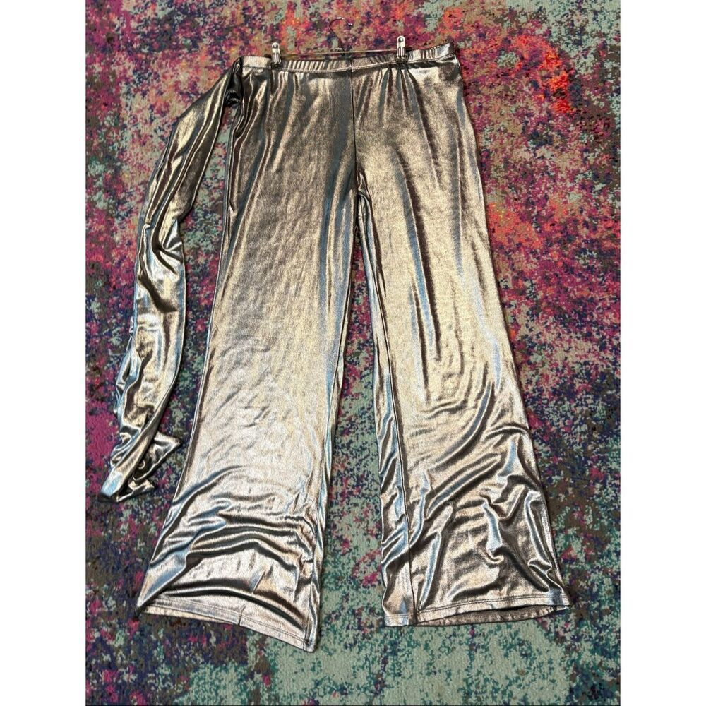 Metallic Wide Leg Pants